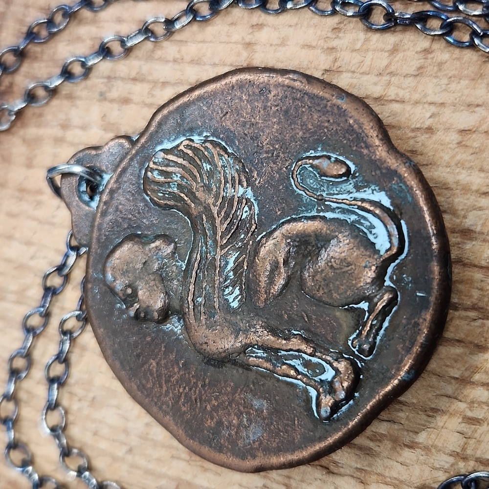 Vintage Reversible Greek Revival‎ Medallion Necklace Cast Medal